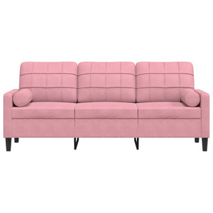 Canapé 3 places avec oreillers décoratifs rose 180 cm velours