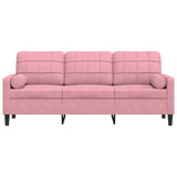 Canapé 3 places avec oreillers décoratifs rose 180 cm velours