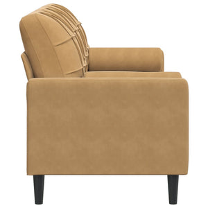 Canapé 3 places avec oreillers décoratifs marron 180 cm velours