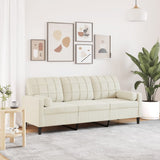 Canapé 3 places avec oreillers décoratifs crème 180 cm velours