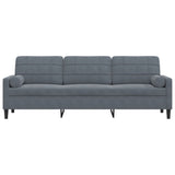 Canapé 3 places avec oreillers gris foncé 210 cm velours