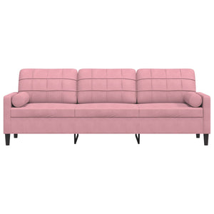 Canapé 3 places avec oreillers décoratifs rose 210 cm velours
