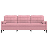 Canapé 3 places avec oreillers décoratifs rose 210 cm velours