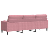 Canapé 3 places avec oreillers décoratifs rose 210 cm velours