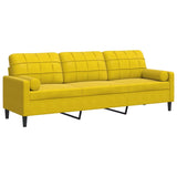Canapé 3 places avec oreillers décoratifs jaune 210 cm velours