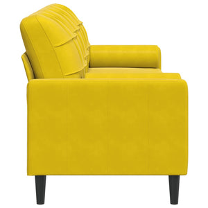 Canapé 3 places avec oreillers décoratifs jaune 210 cm velours