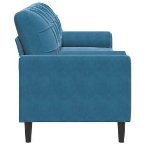 Canapé 3 places avec oreillers décoratifs bleu 210 cm velours