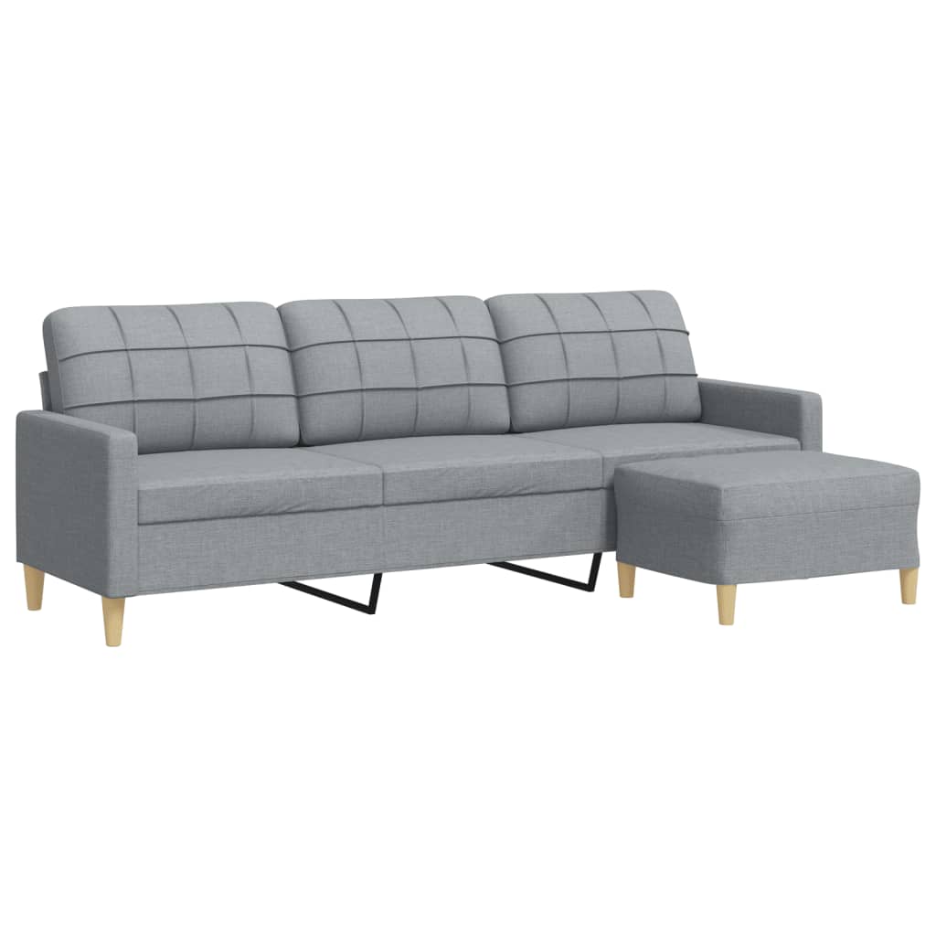 Canapé à 3 places avec repose-pieds Gris clair 210 cm Tissu