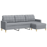 Canapé à 3 places avec repose-pieds Gris clair 210 cm Tissu