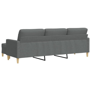Canapé à 3 places avec repose-pieds Gris foncé 210 cm Tissu