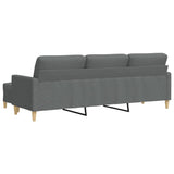 Canapé à 3 places avec repose-pieds Gris foncé 210 cm Tissu