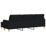 Canapé à 3 places avec repose-pieds Noir 210 cm Tissu