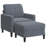 Fauteuil avec repose-pied Gris foncé 60 cm Velours