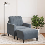 Fauteuil avec repose-pied Gris foncé 60 cm Velours