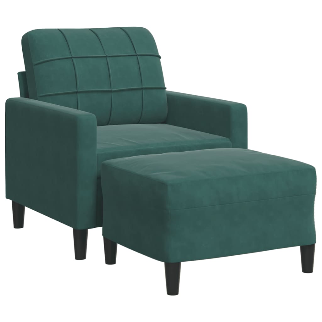 Fauteuil avec repose-pied Vert foncé 60 cm Velours