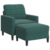 Fauteuil avec repose-pied Vert foncé 60 cm Velours