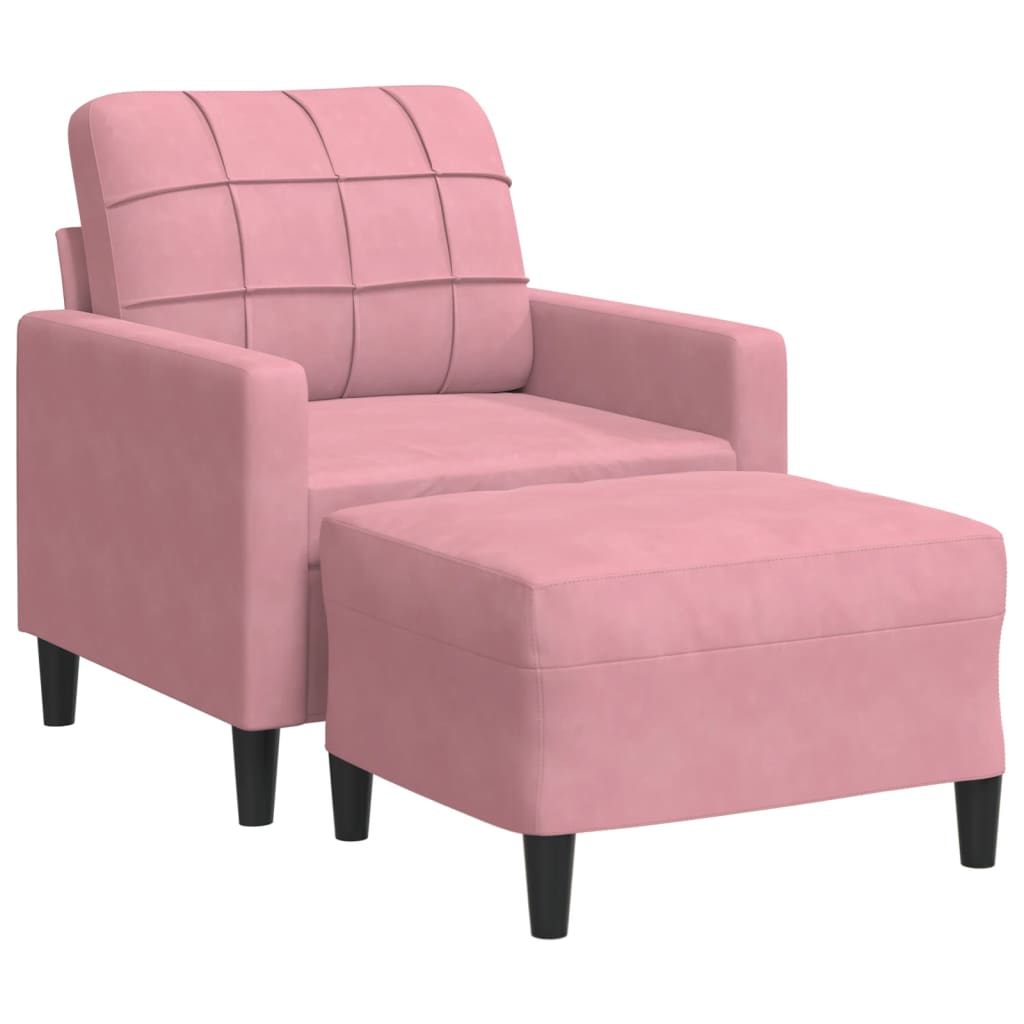 Fauteuil avec repose-pied Rose 60 cm Velours