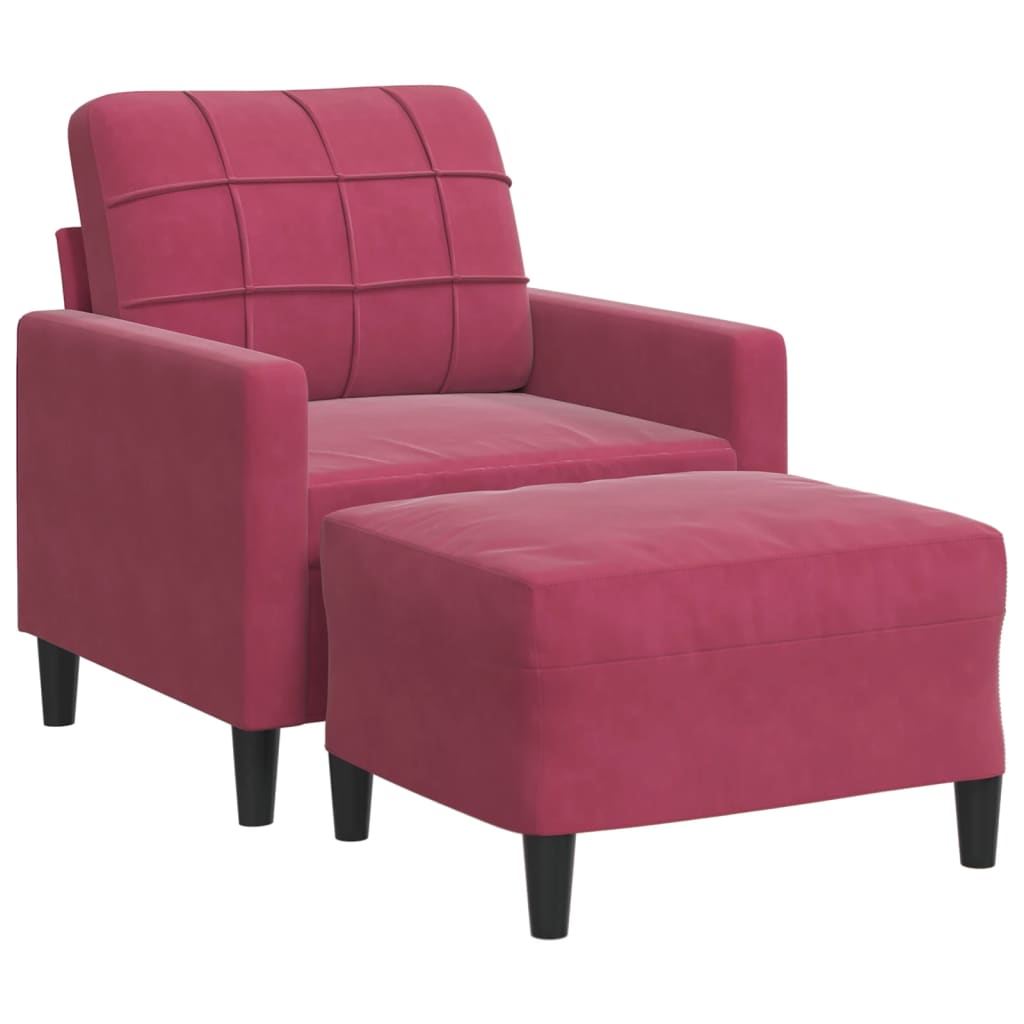 Fauteuil avec repose-pied Rouge bordeaux 60 cm Velours
