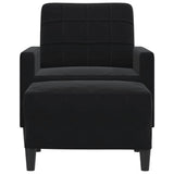 Fauteuil avec repose-pied Noir 60 cm Velours