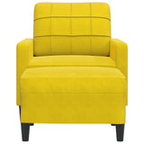 Fauteuil avec repose-pied jaune 60 cm velours