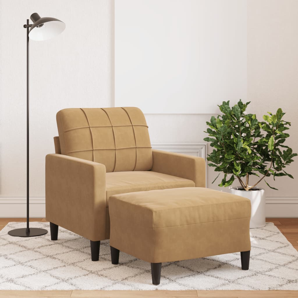 Fauteuil avec repose-pied Marron 60 cm Velours