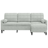 Canapé à 3 places avec repose-pieds Gris clair 180 cm Velours