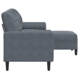 Canapé à 3 places avec repose-pieds Gris foncé 180 cm Velours