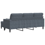 Canapé à 3 places avec repose-pieds Gris foncé 180 cm Velours