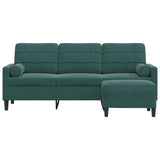 Canapé à 3 places avec repose-pieds Vert foncé 180 cm Velours