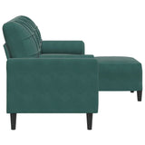 Canapé à 3 places avec repose-pieds Vert foncé 180 cm Velours