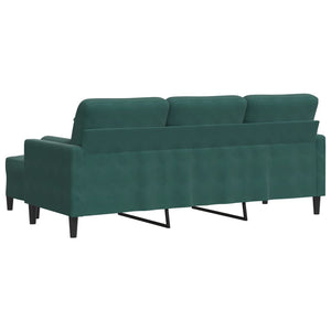 Canapé à 3 places avec repose-pieds Vert foncé 180 cm Velours