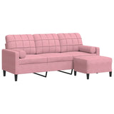Canapé à 3 places avec repose-pieds Rose 180 cm Velours