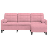 Canapé à 3 places avec repose-pieds Rose 180 cm Velours