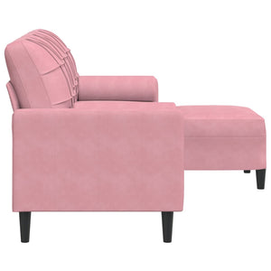 Canapé à 3 places avec repose-pieds Rose 180 cm Velours