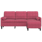 Canapé à 3 places et repose-pieds Rouge bordeaux 180 cm Velours
