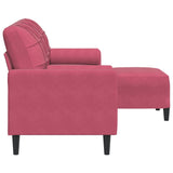 Canapé à 3 places et repose-pieds Rouge bordeaux 180 cm Velours