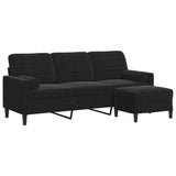 Canapé à 3 places avec repose-pieds Noir 180 cm Velours
