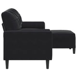 Canapé à 3 places avec repose-pieds Noir 180 cm Velours