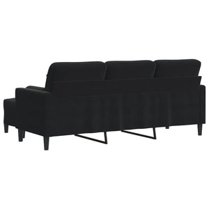 Canapé à 3 places avec repose-pieds Noir 180 cm Velours