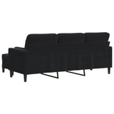 Canapé à 3 places avec repose-pieds Noir 180 cm Velours