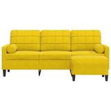Canapé à 3 places avec repose-pieds jaune 180 cm velours