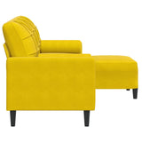 Canapé à 3 places avec repose-pieds jaune 180 cm velours