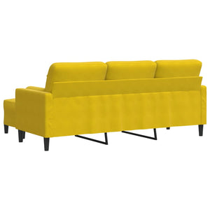 Canapé à 3 places avec repose-pieds jaune 180 cm velours