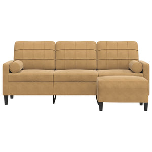 Canapé à 3 places avec repose-pieds Marron 180 cm Velours