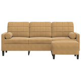 Canapé à 3 places avec repose-pieds Marron 180 cm Velours