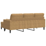 Canapé à 3 places avec repose-pieds Marron 180 cm Velours