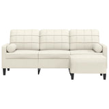 Canapé à 3 places avec repose-pieds Crème 180 cm Velours