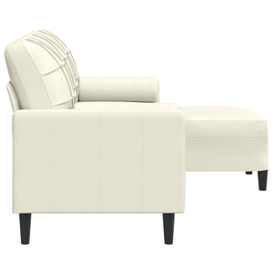 Canapé à 3 places avec repose-pieds Crème 180 cm Velours