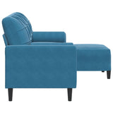 Canapé à 3 places avec repose-pieds Bleu 180 cm Velours