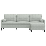 Canapé à 3 places avec repose-pieds Gris clair 210 cm Velours